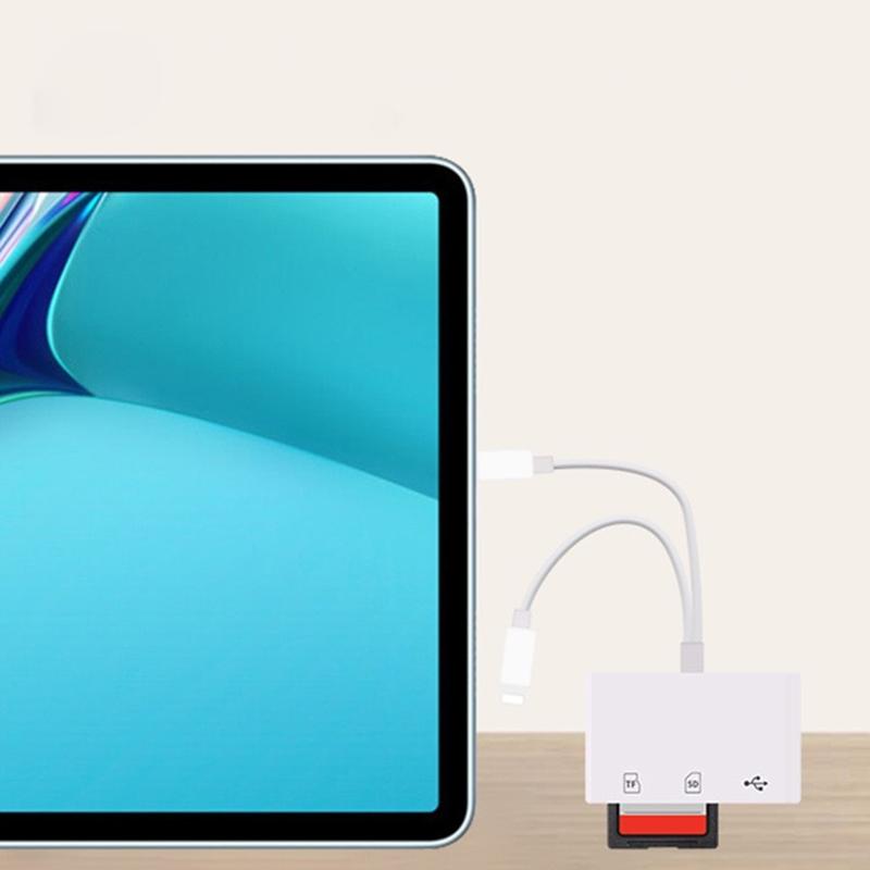 2 в 1 OTG кард-ридер Type C Lightning для SD-TF карты памяти с USB-портом для зарядки для Macbook, ПК, ноутбука, iPhone, кард-ридер
