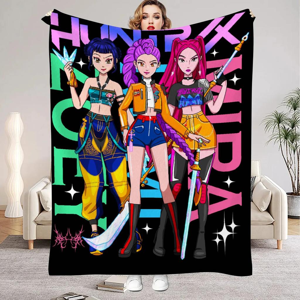 K-Pop D-Демоны H-Охотники Huntrix Одеяла Качество Мягкое Теплое Плед Зима Девочки Мальчики Подарок Для Дивана Кровати Офиса Кемпинга