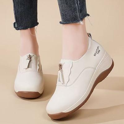 Горячая распродажа внешней торговли популярные спортивные туфли на платформе с танкеткой для улицы, бега, путешествий, удобные, с внутренней высотой, на каблуке, молния, повседневные туфли