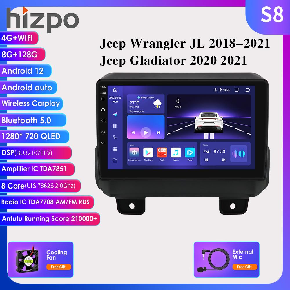 Hizpo 2din Android Автомагнитола для JEEP Wrangler JL 2018 2019 2020 2021 Gladiator Car Radio Мультимедиа Видео Плеер GPS Navi Carplay 4G RDS