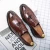Loafers Men Brown Pointed Leather Shoes Tassels Small Leather Shoes Fashion Business Breathable Casual Men Shoes Zapatos Hombre