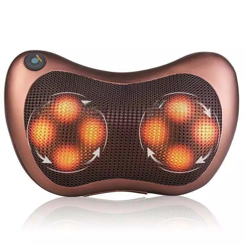 Electric Eight-Head Kneading Neck and Shoulder Massager Pillow for Home and Car