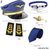 Flight Captain Outfits Captain Hat Uniform Epaulettes Neck Tie Halloween Stewardess Costume Flight Attendant Cosplay Set