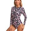 25 Long-Sleeve Printed One-Piece Swimsuits with Zipper: Stylish and Conservative Women's Surfing Wear In Stock