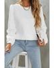 Azura Exchange White Textured Puff Long Sleeve Round Neck Top