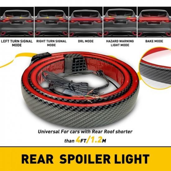 Carbon Fiber 180SMD LED Tail Car Brake Light Strip Spoiler Rear Lip Trim EOA