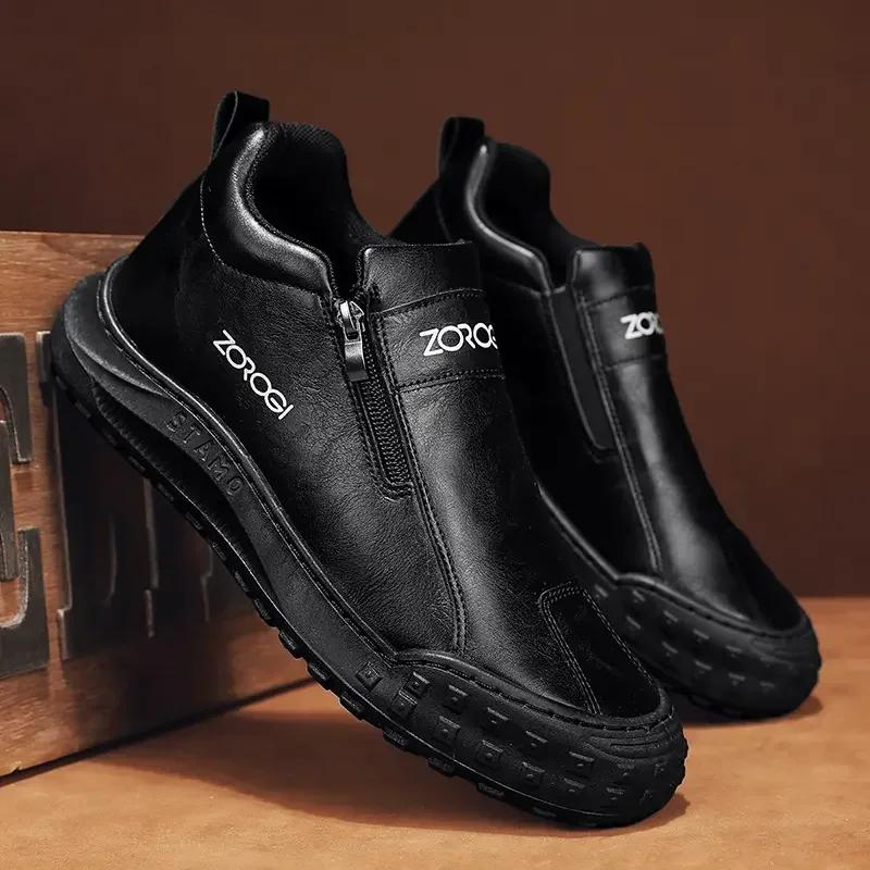 Весна Корейский стиль в тренде Износостойкий Комфорт Модный дизайн Полуботинки Молния Уличная спортивная обувь Обувь унисекс для мужчин