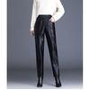 2022 New Fashion Slim Autumn Winter Warm Lady High Waist PU Velvet Loose Pencil Trousers Elegant Streetwear Women Leather Pants