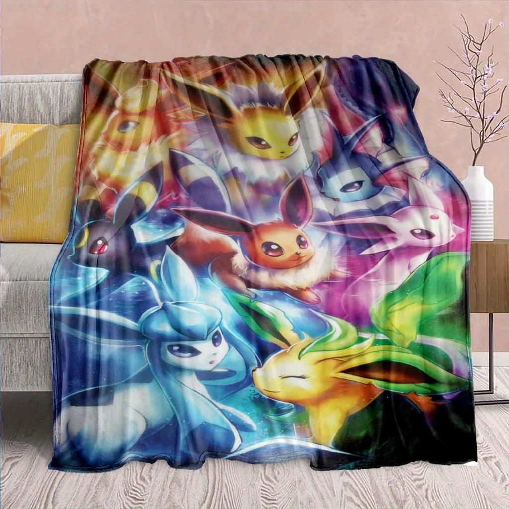 Pokémon Anime Flannel Blanket - Soft Warm Perfect for Sofa, Bedding Camping Travel Office Home Decor -QJY