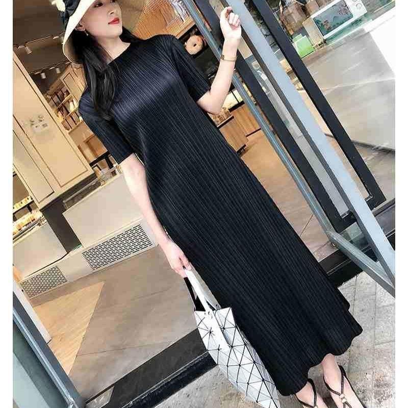 Женское высококачественное темпераментное летнее платье с воротником и юбкой, модная свободная одежда больших размеров для вечеринок, плиссированные платья