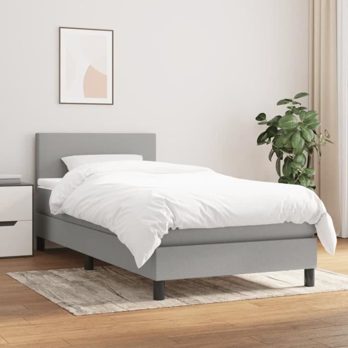 3139849 vidaXL Divan Bed with Mattress Light Grey 80x200 Cm Fabric