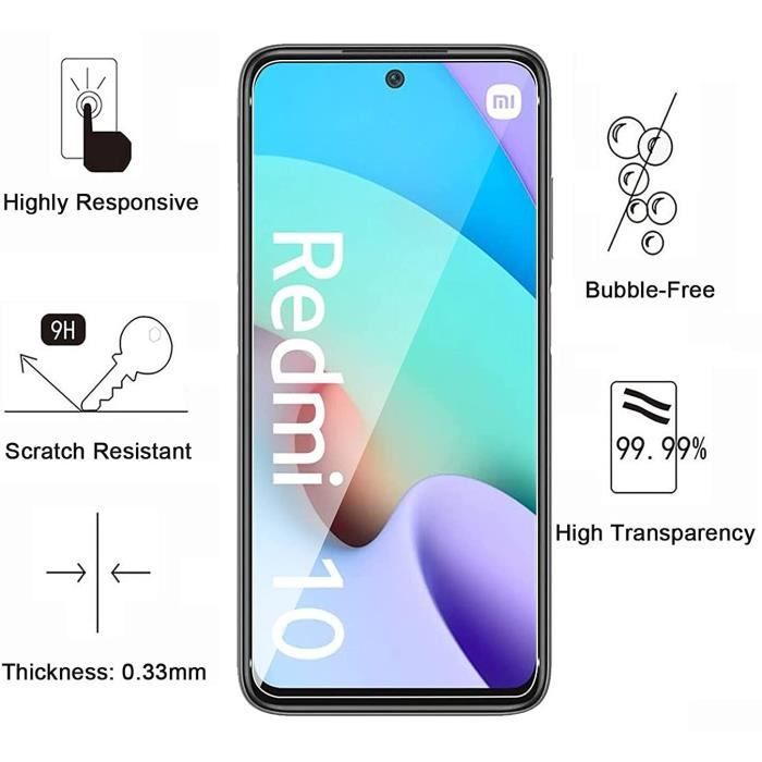 Verre Trempé pour Xiaomi REDMI 10 4G [Pack 2] Film Vitre Protection Ecran Phonillico®