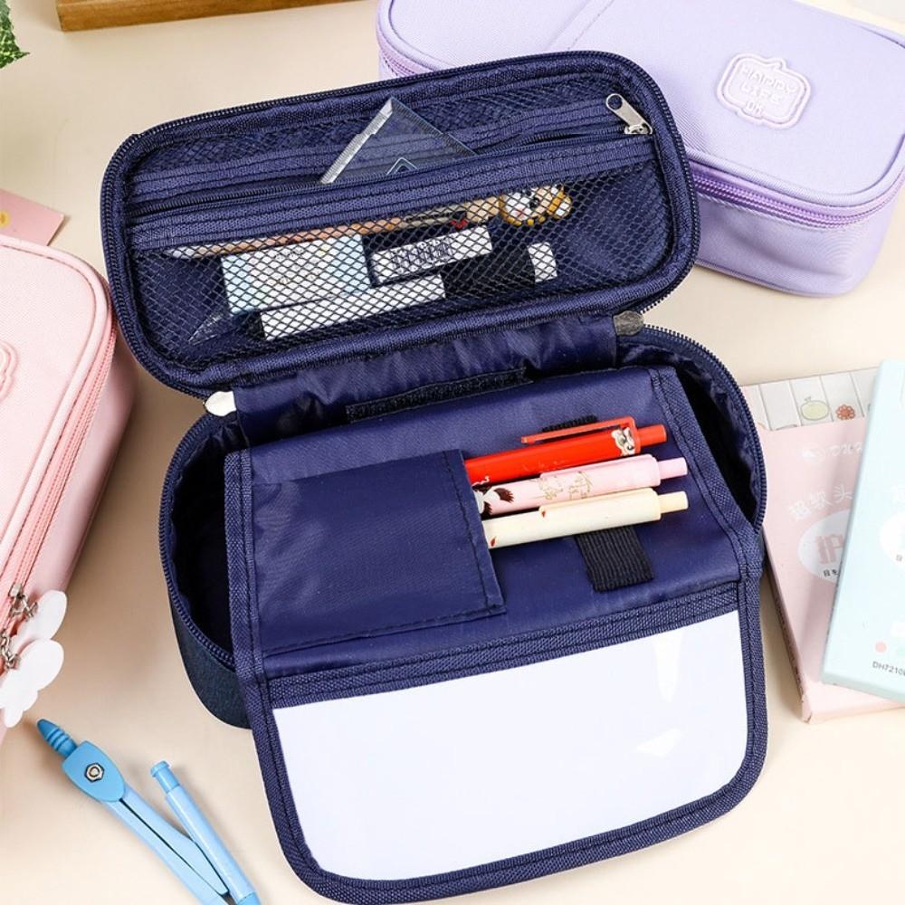 Pen Slot Students Pen Bag Large Capacity Stationery Storage Pouch Simple Pencil Cases  Office