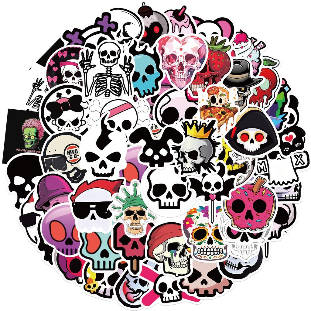 52 Cartoon Skull Doodle Stickers Decorate Guitar Notebook Suitcase DIY Waterproof