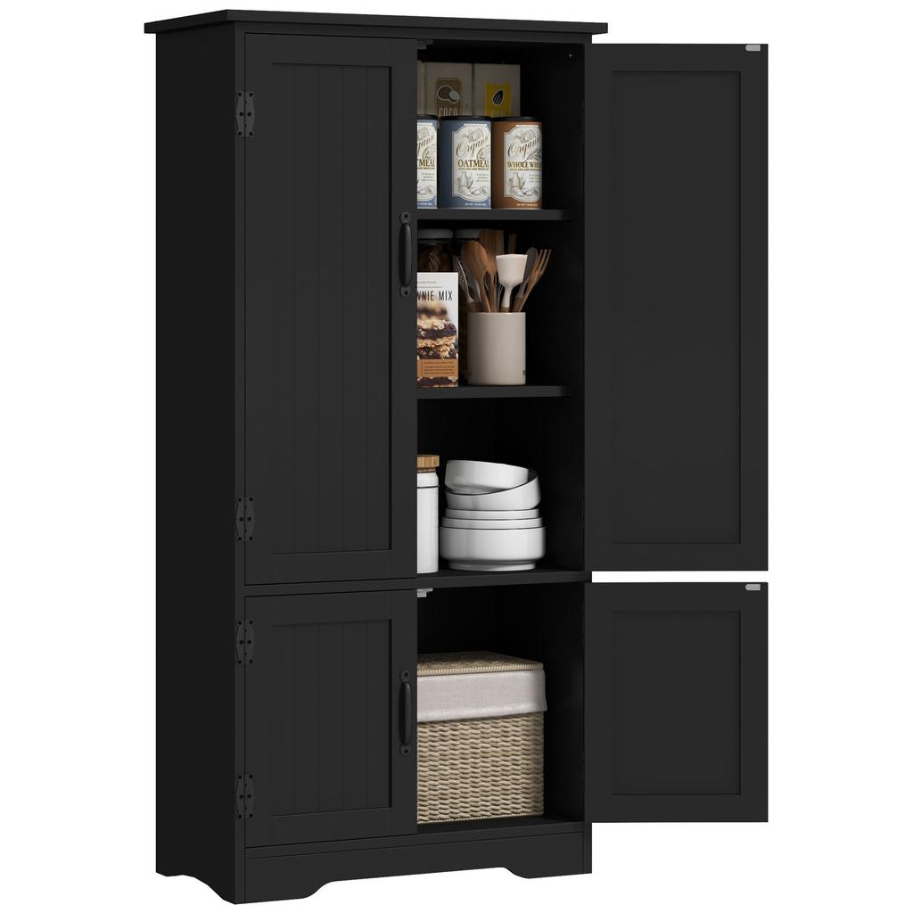 Kitchen Buffet Cabinet Contemporary Kitchen Cabinet Multi Storage 2 Cupboards 3 Shelves 60 X 30 X 123 Cm Black