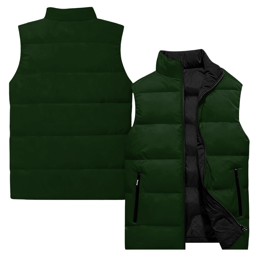 Men's Casual And Fashionable Sleeveless Vest, Solid-color Printed Cotton Jacket