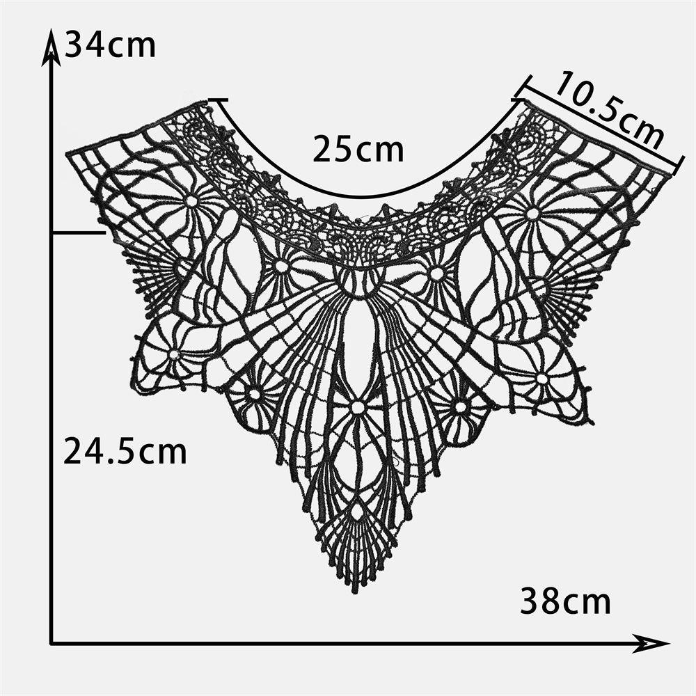 Black & White Polyester Embroidered Lace Collar for DIY Cheongsam Dress Crafting