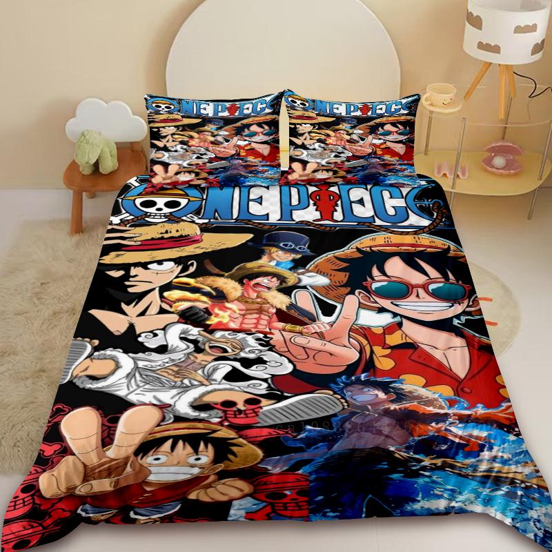 3pcs Anime One Piece Duvet Cover Luffy Cartoon Bedding Set Quilt Cover Twin King Size for Bedroom Decor Children Gifts
