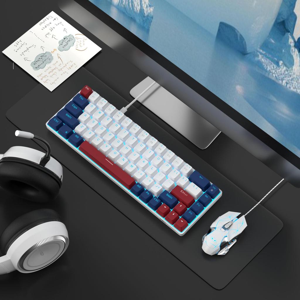 MageGee портативная механическая игровая клавиатура со светодиодной подсветкой, компактная 68-клавишная проводная мини-клавиатура для офиса с красными переключателями для ноутбуков Windows, ПК, Mac 60%