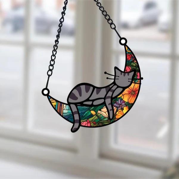 Moon Sleeping Cat , Handmade Sun , Cat Memorial Gift, Moon Sleeping Cat