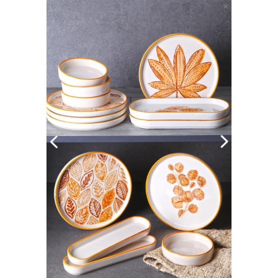 Набор для завтрака из кофейных листьев ручной работы из 14 предметов на 6 человек - роскошный презентационный набор для завтрака