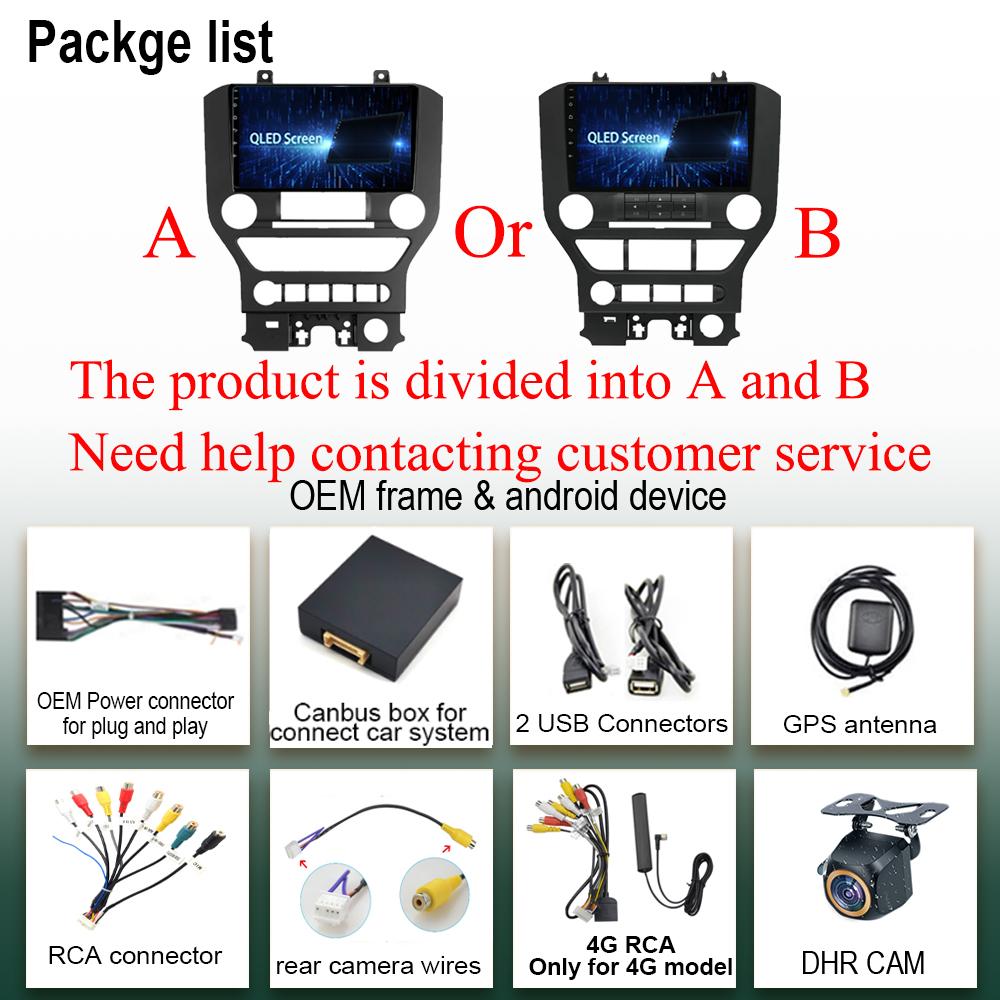 Android 14 для Ford Mustang 6 VI S550 2014 - 2025 Автомобильный Радио Мультимедиа Видео Плеер Стерео Carplay Навигация GPS WIFI QLED DVD