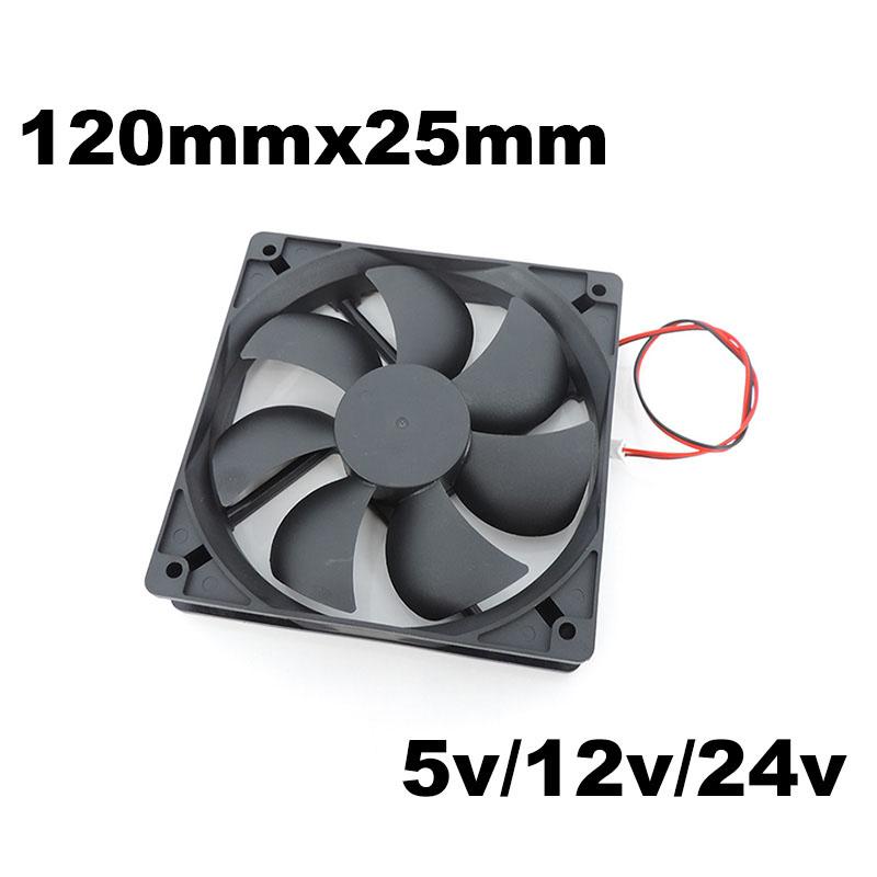 5 шт. DC 5V 12V 24v 120мм 12см 12025 Вентилятор 120мм*120мм*25мм Вентилятор Бесколлекторный Охлаждающий Вентилятор 2PIN Кулер для Корпуса ПК Компьютера