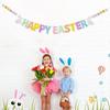 Easter Decorations Pre-Strung Felt Pastel Happy Easter Sign Bunny Banner Wool Felt Ball Garland for Happy Easter Spring Nursery Classroom Home Wall