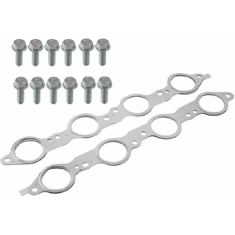 LS Exhaust Manifold Header Gasket Pair with Bolts for Chevy Silverado Camaro GMC Sierra LS1 LS2 LS3 LS6 LQ4 LQ9 4.8 5.3 5.7 6.0 6.2L 1997-2018,