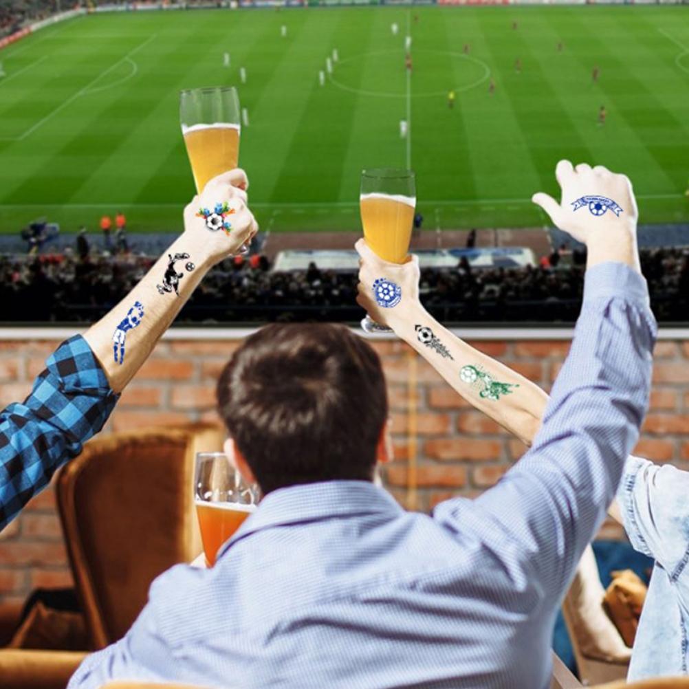 Набор из 10 временных татуировок на футбольную тематику для детей, водостойкие наклейки-татуировки, сувениры для футбольной вечеринки