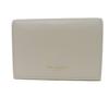 Used 9921 Business Card Holder 468994 7946 Grain Powder Textured Leather Bifold Logo Ivory Unisex from Japan AUTHENTIC