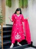 Women Pink Embroidered Kurta Set with Dupatta – Festive Ethnic Party Wear