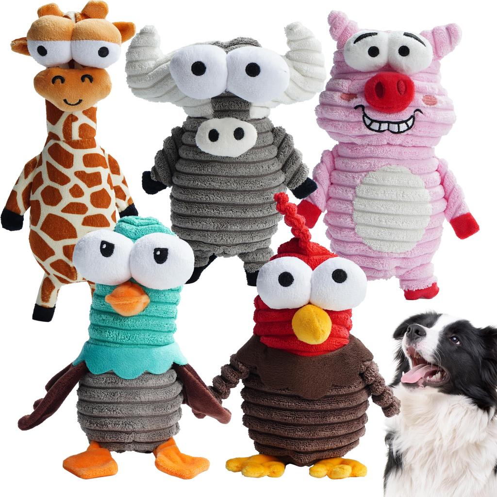 Nocciola Animal Dog Toys Pet Toys with Plush Toys for Small Medium and Large Set of 5 Solo Chew Stress Boredom Relief Toys Sounds, Dogs, Dogs, Dogs,
