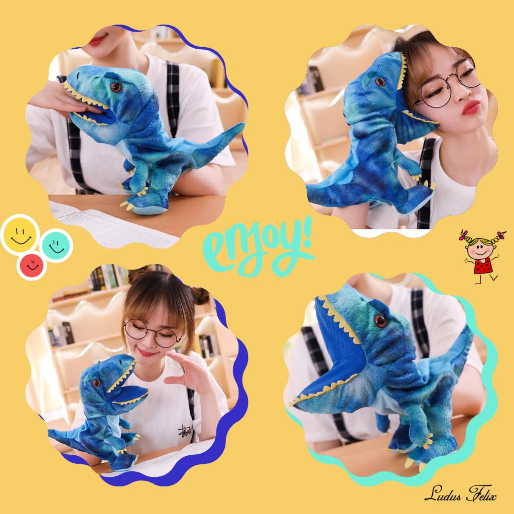 Кукла-марионетка Ludus Felix [Протестировано в домашних условиях] Кукольное представление Перчаточная кукла Чревовещание Плюшевая игрушка (Синий динозавр)
