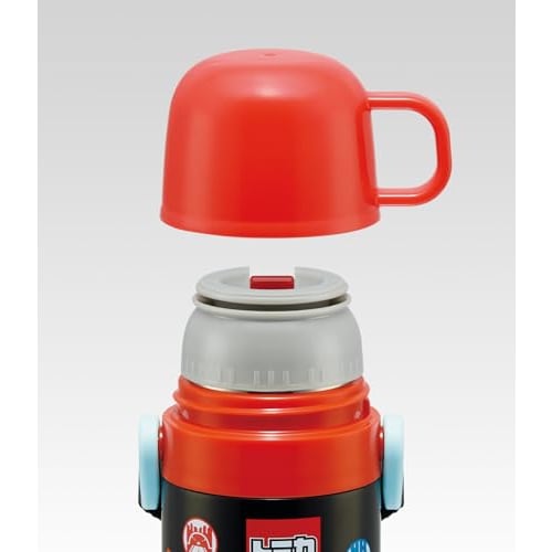 Skater Children's Water Bottle, 2-Way, 470ml (Direct Drinking) and 430ml (Cup Drinking), Tomica 25, Boys' Stainless Steel, Insulated, Lightweight, Spo