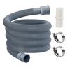 2M Washing Machine Dishwasher Corrugated Drain Hose Long Flexible Extension Waste Pipe Kit with Connector Clip for Bathroom