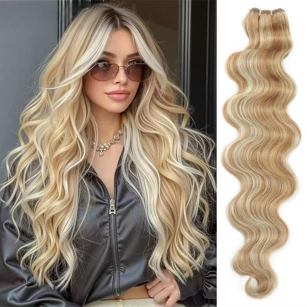 Wave Hair Bundles Piano Blonde Natural Synthetic Hair Extensions Thick Ponytail Loose Deep Hair Weaving