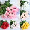 Valentine's Day Party Decorative Garden Decoration Artificial Rose Bouquet Birthday Real Touch Artificial Flowers Gift Fake Rose Wedding Flower Pink