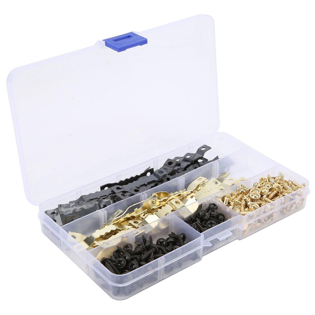 120Pcs Picture Hanger Set Metal Double Hole Frame Hanging Tool Kit with 240Pcs Screws