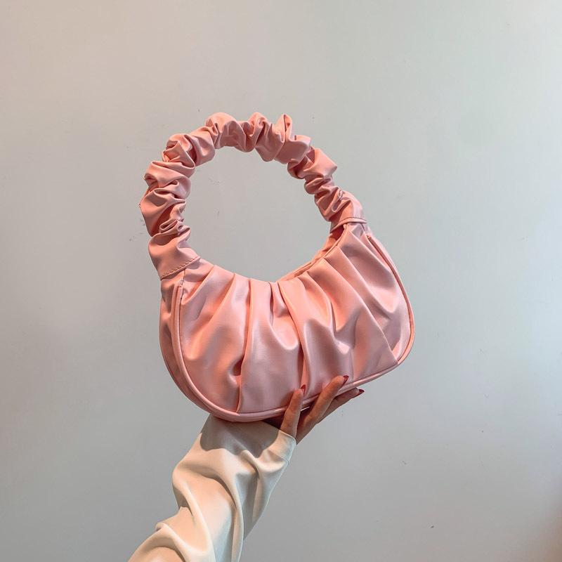 Контрастные цвета Новая модная однотонная плиссированная сумка-облако Милая наплечная сумка Уличный тренд Портативная женская сумка подмышку