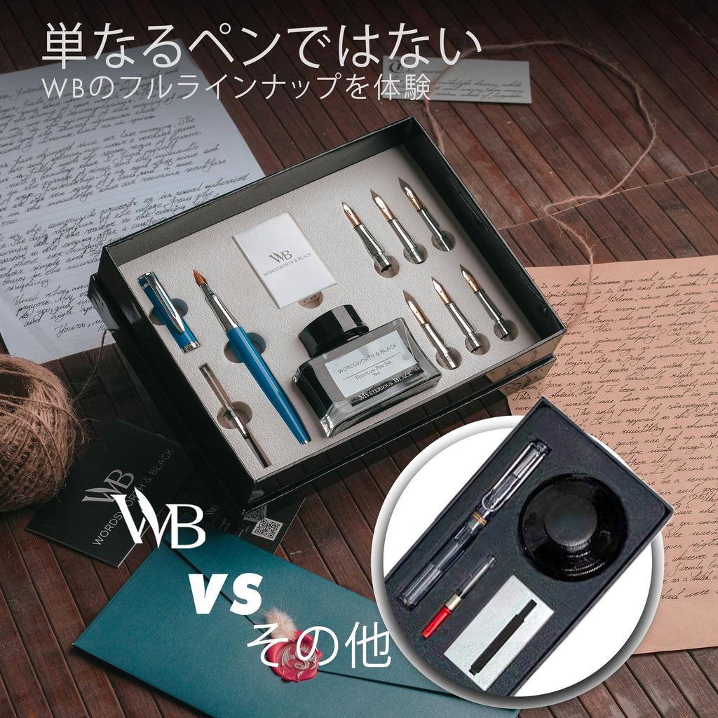 Чернила для каллиграфии Wordsworth Black, подарочные, 6 шт., сменные стержни для чернил, 6 шт., набор для письма Premium Smooth, флакон, картриджи, конвертер, перья,