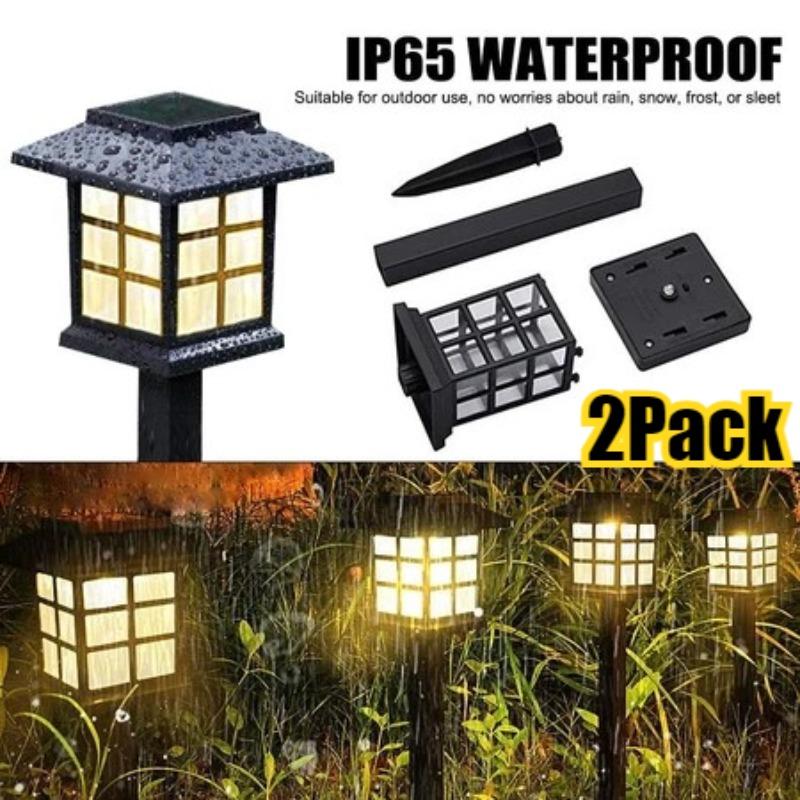 2pack Solar Lawn Lights Outdoor Waterproof Courtyard Landscape Lights Garden Villa Courtyard Decorative Floor Mounted Warm Lights