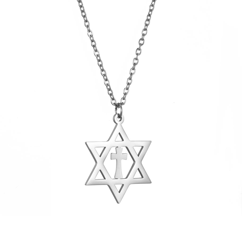 Ожерелье Magen David Yurman North Star из нержавеющей стали, мужское ожерелье, настоящая Звезда Давида из нержавеющей стали