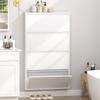 Metal Shoe Cabinet with 4 Flip Drawers, Wall Mounted Shoe Organizer, Narrow Slim Hidden Shoe Rack Storage for Entryway, White