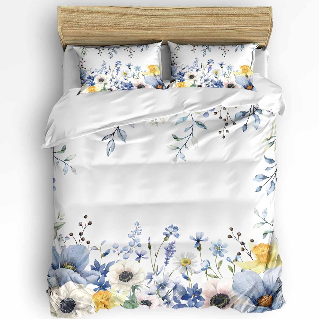 Wild Flower Eucalyptus Sunflower Plant Lavender 3pcs Bedding Set For Double Bed Home Textile Duvet Cover Quilt Cover Pillowcase