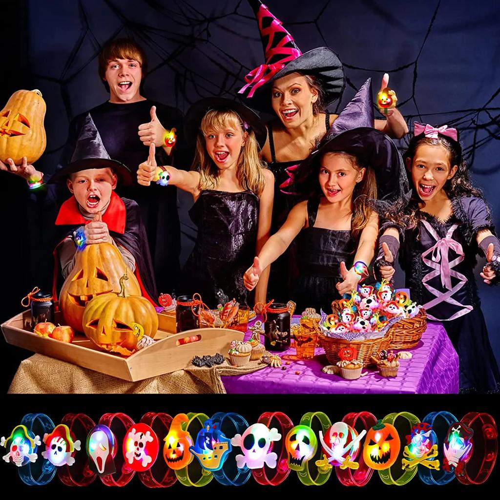 Мигающие светодиодные сувениры для вечеринок Детские светящиеся браслеты на Хэллоуин Рождественский подарок Игрушки Наполнители для пакетов со сладостями Необходимые вещи для подарочных пакетов