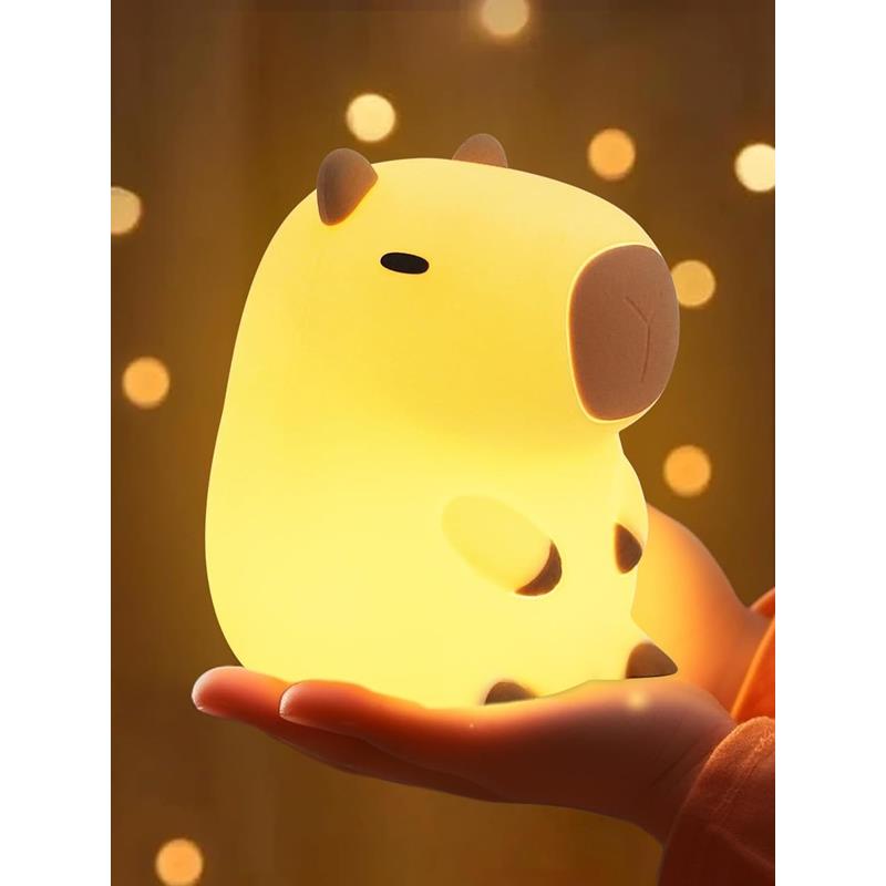 Soft Silicone Night Light for Children, Battery Operated, Capybara, 11cm LED