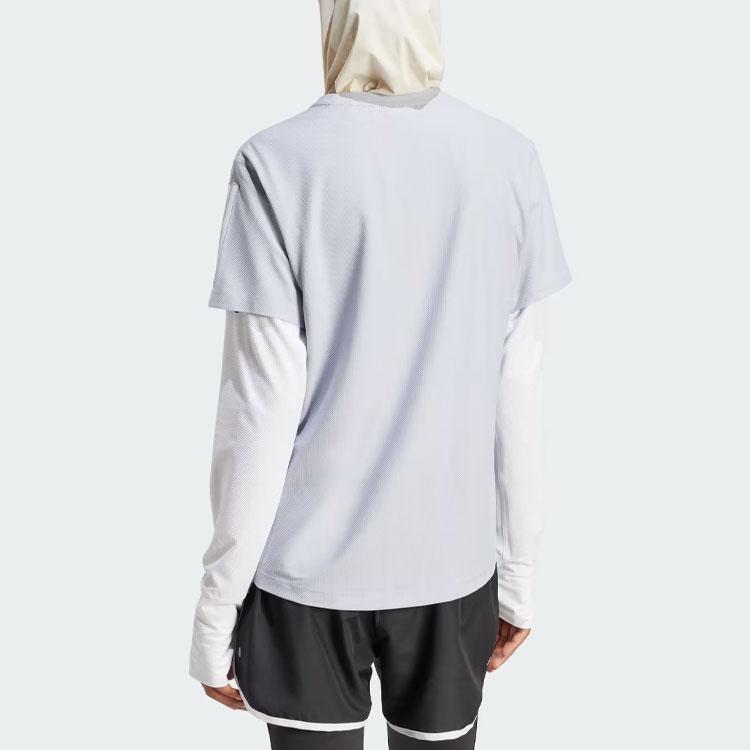 adidas Футболка с короткими рукавами и заниженной линией плеч, цветные блоки, три полоски, женские топы, светло-голубые IP2041