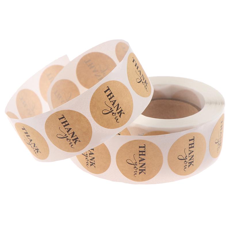 500 шт. круглых наклеек ручной работы из крафт-бумаги для скрапбукинга для упаковки с благодарностью