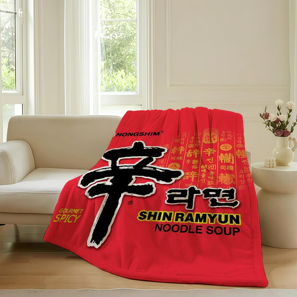 Модный плед с принтом S-Shin Ramyun Для дивана, офиса, кровати, самолета, путешествий, сна, чтения, отдыха, кемпинга. Мягкий и теплый